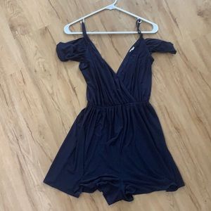 Dark blue off shoulder romper